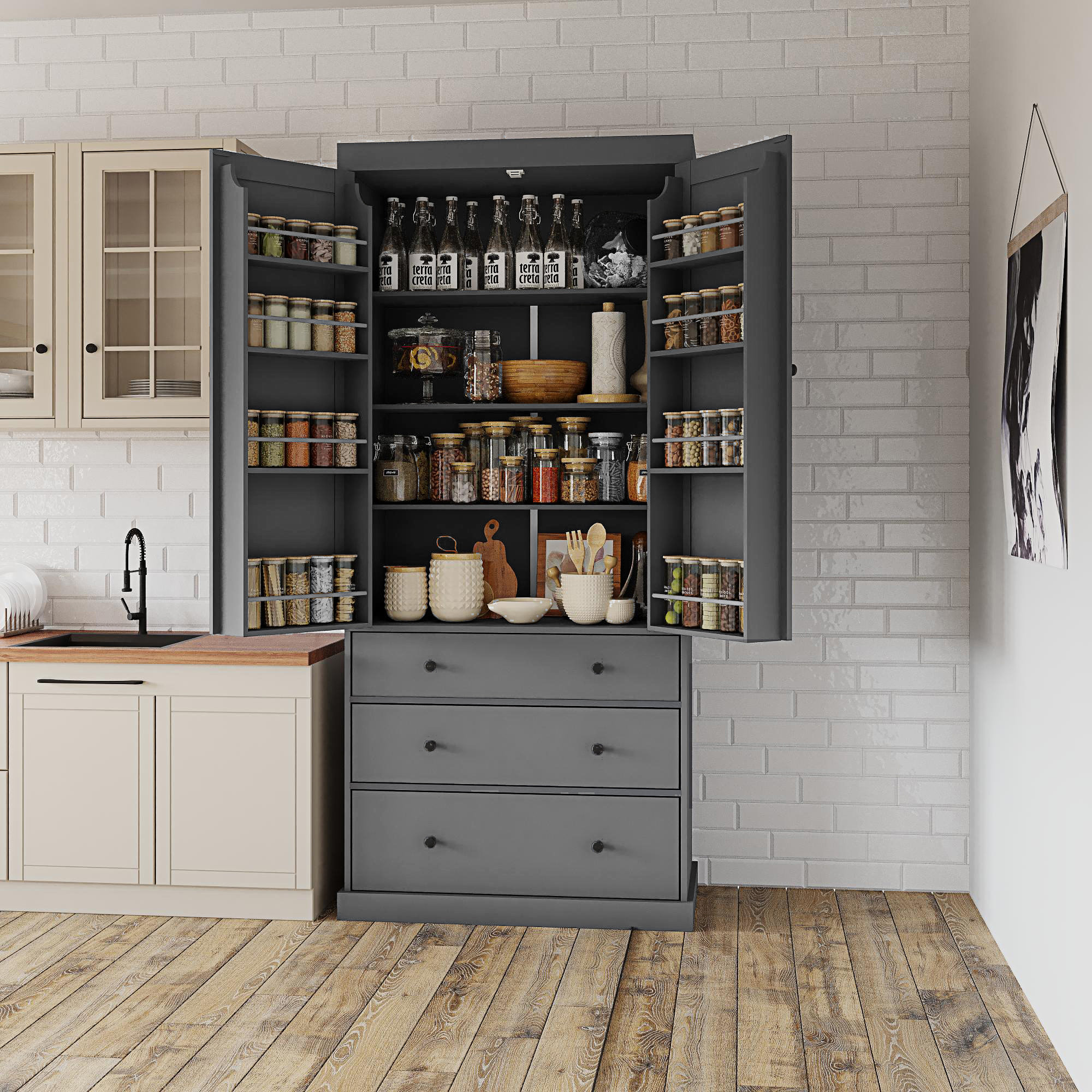 Ophelia Co Assembly Video Provided Inch Farmhouse Kitchen Pantry